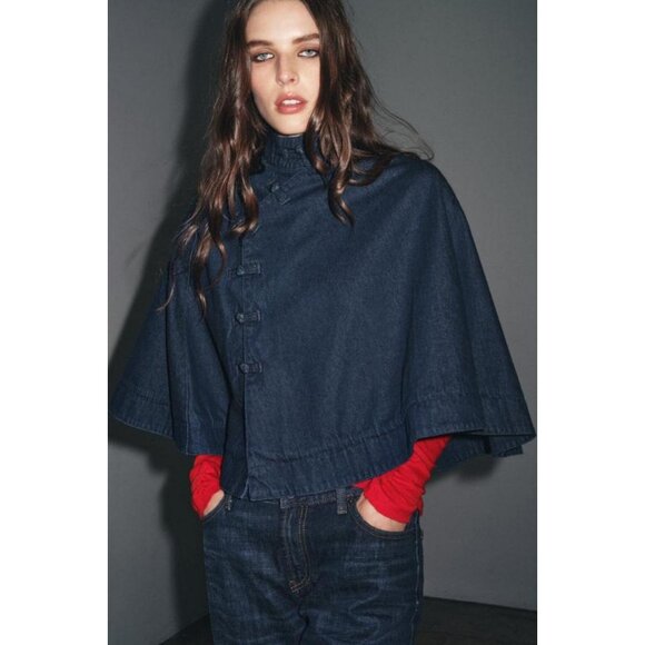 ZARA DENIM CAPE WITH TOGGLES - Picture 5 of 9